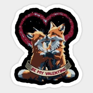 Be My Valentine // Retro Fox Couples Sticker